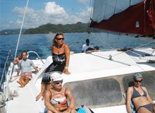 Catamaran excursion to go explore the Bay of Samana and discover the superb island of Cayo Levantado.