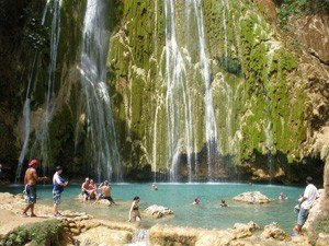 Salto El Limon Waterfall in Samana Peninsula Dominican Republic.