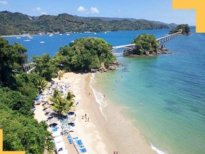 Playa Cayacoa beach and Bridges to Nowhere of Samana town Dominican Republic.